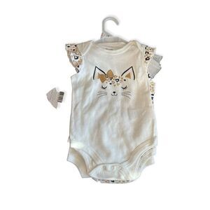 NWT Baby Girls Duck Duck Goose Princess Rose Animal Print Kitty Bodysuits 6-9 mo